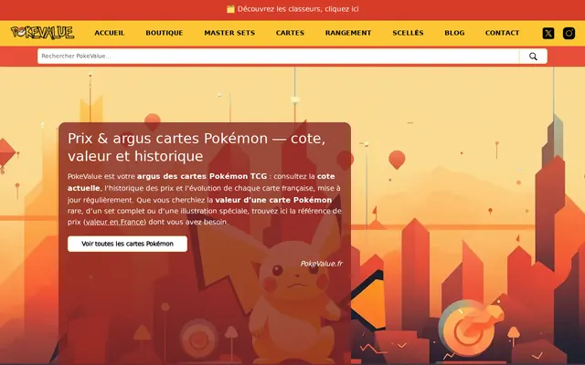 Page d'accueil de PokeValue